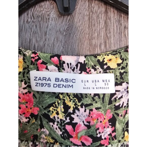 Zara Basic Midi Floral 3/4 Sleeve Wrap Dress Large - Picture 6 of 14